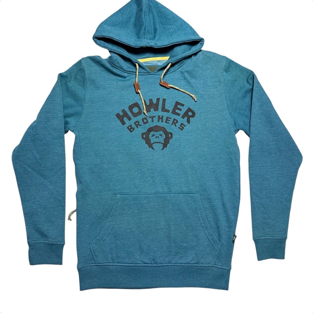 Howler Bros NWOT Howler Men’s Petrol
Heather Teal Blue Graphic Hoody Sz.Sm Retro